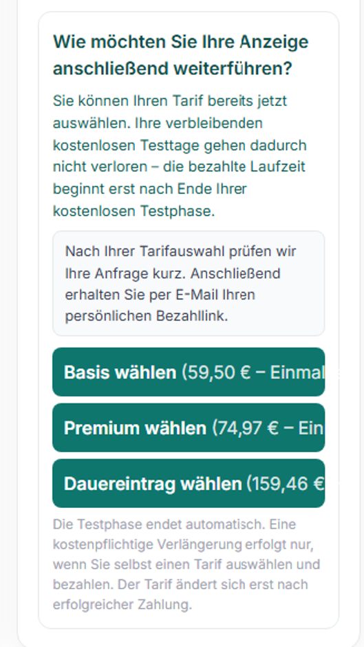 Tarifauswahl