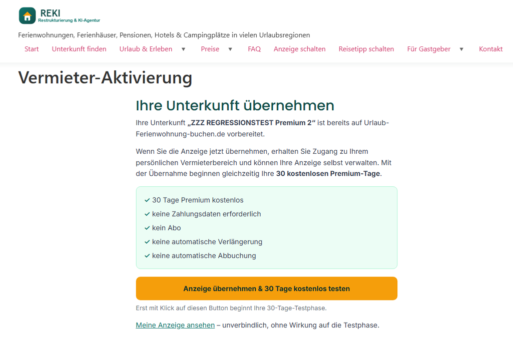 Bestaetigungsseite Anzeige uebernehmen